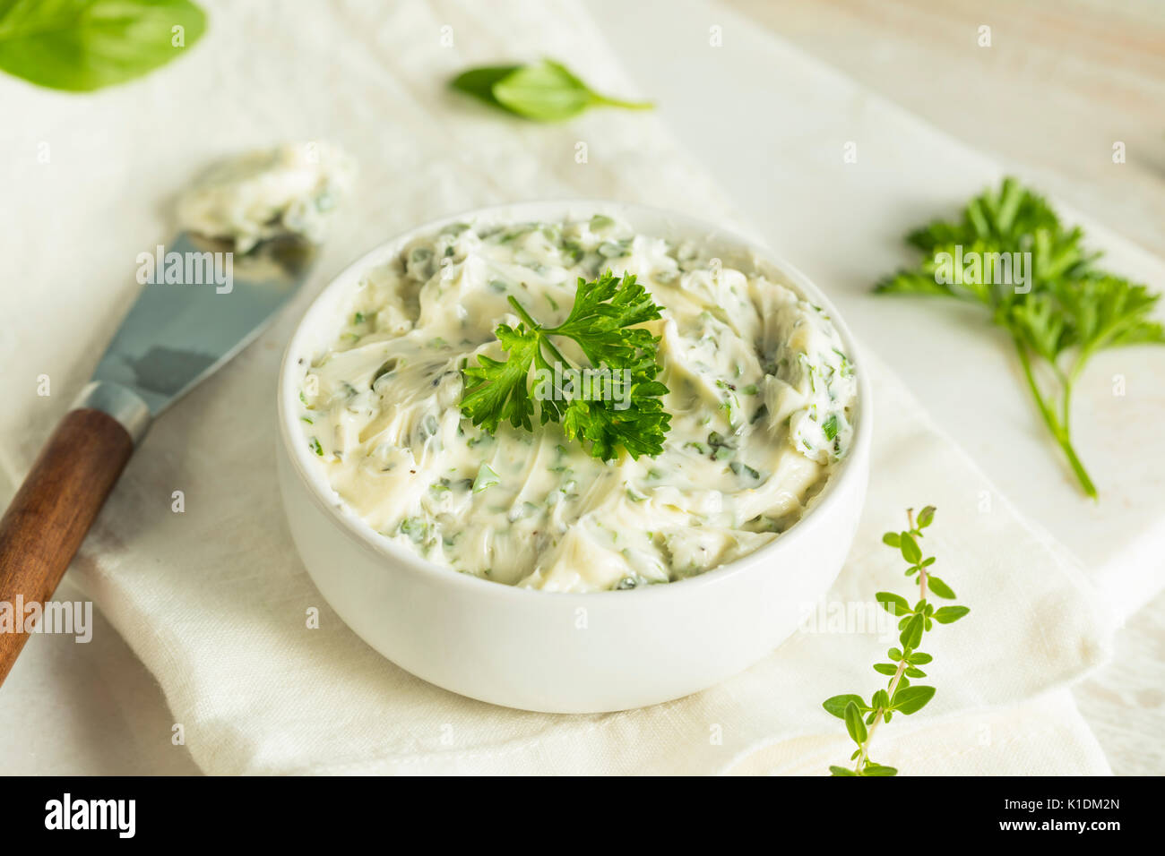 Homemade Organic Herb Butter with Rosemary Thyme and Parsley Stock