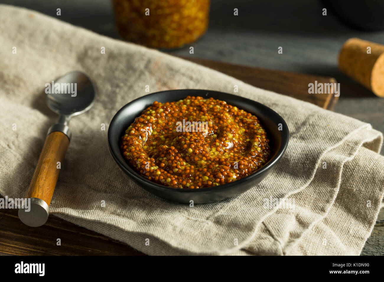Homemade Organic Fancy Dijon Mustard in a Bowl Stock Photo