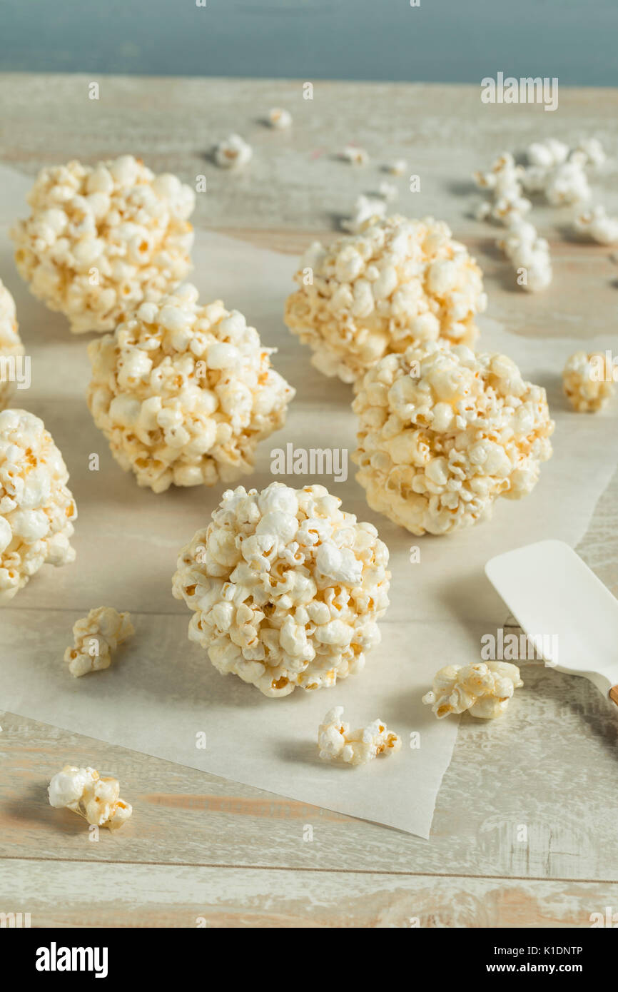 Sweet Homemade Popcorn Balls Ready to Eat Stock Photo Alamy