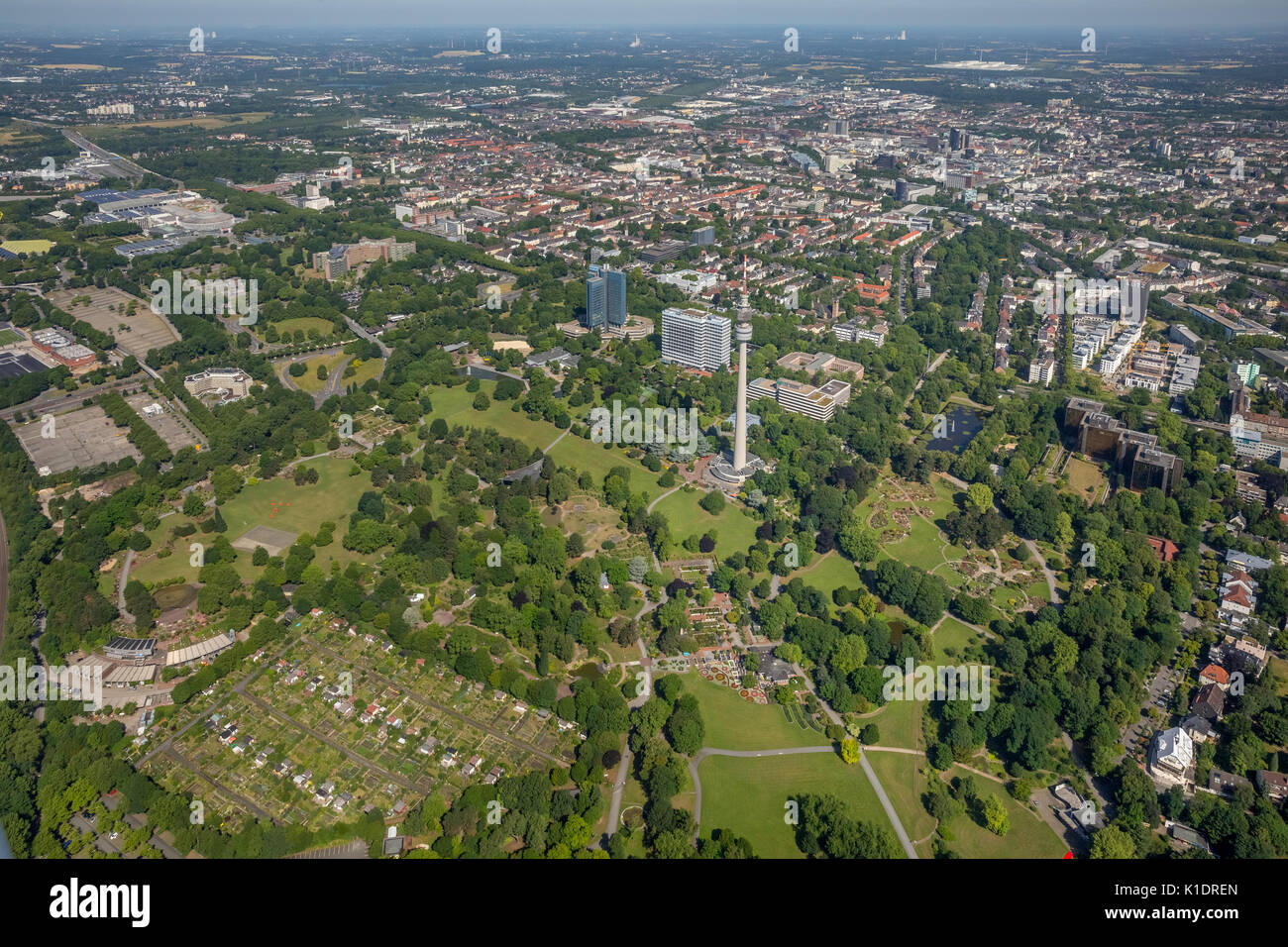 Cityscape with Westfalenpark, Dortmund, Ruhr area, North Rhine-Westphalia, Germany Stock Photo