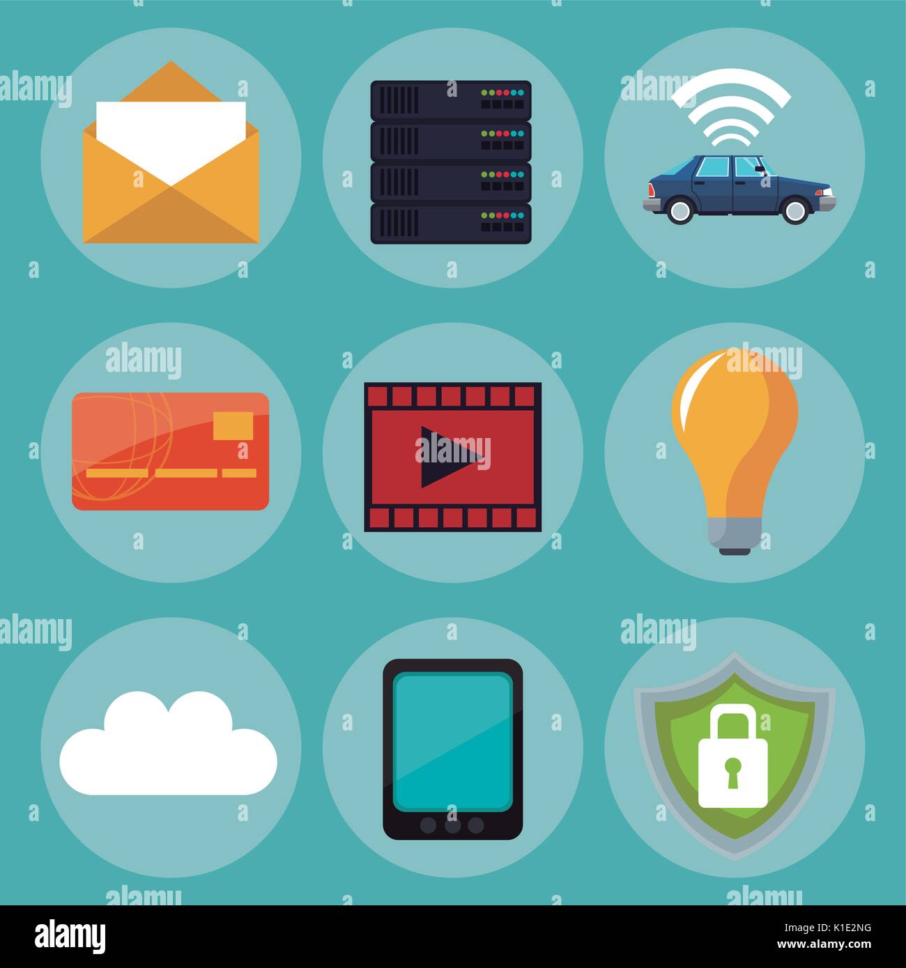 color background of set collection elements technology wireless Stock ...