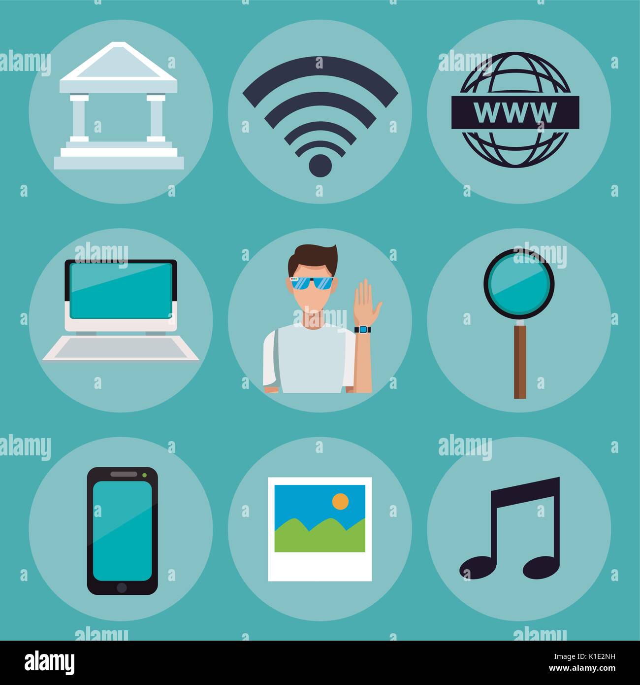 color background of set collection icons technology wireless Stock ...