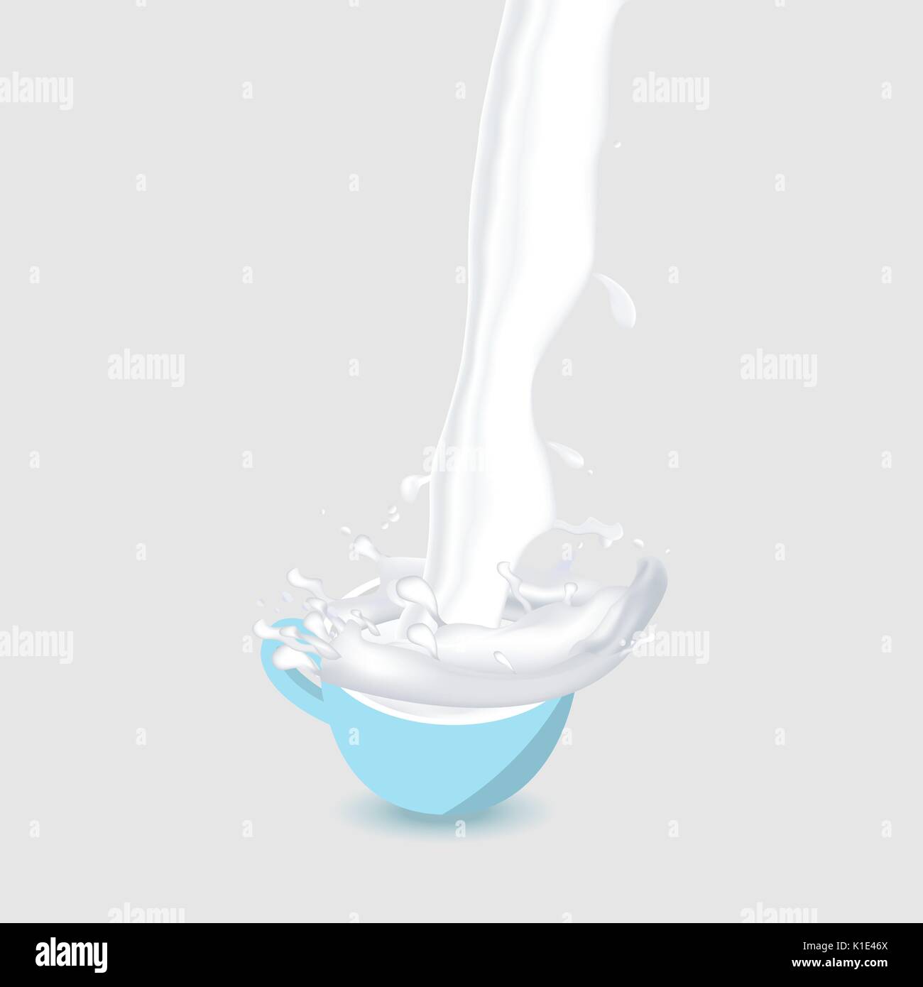 Blue cup with splashing milk isolated Stock Vector Image & Art Alamy