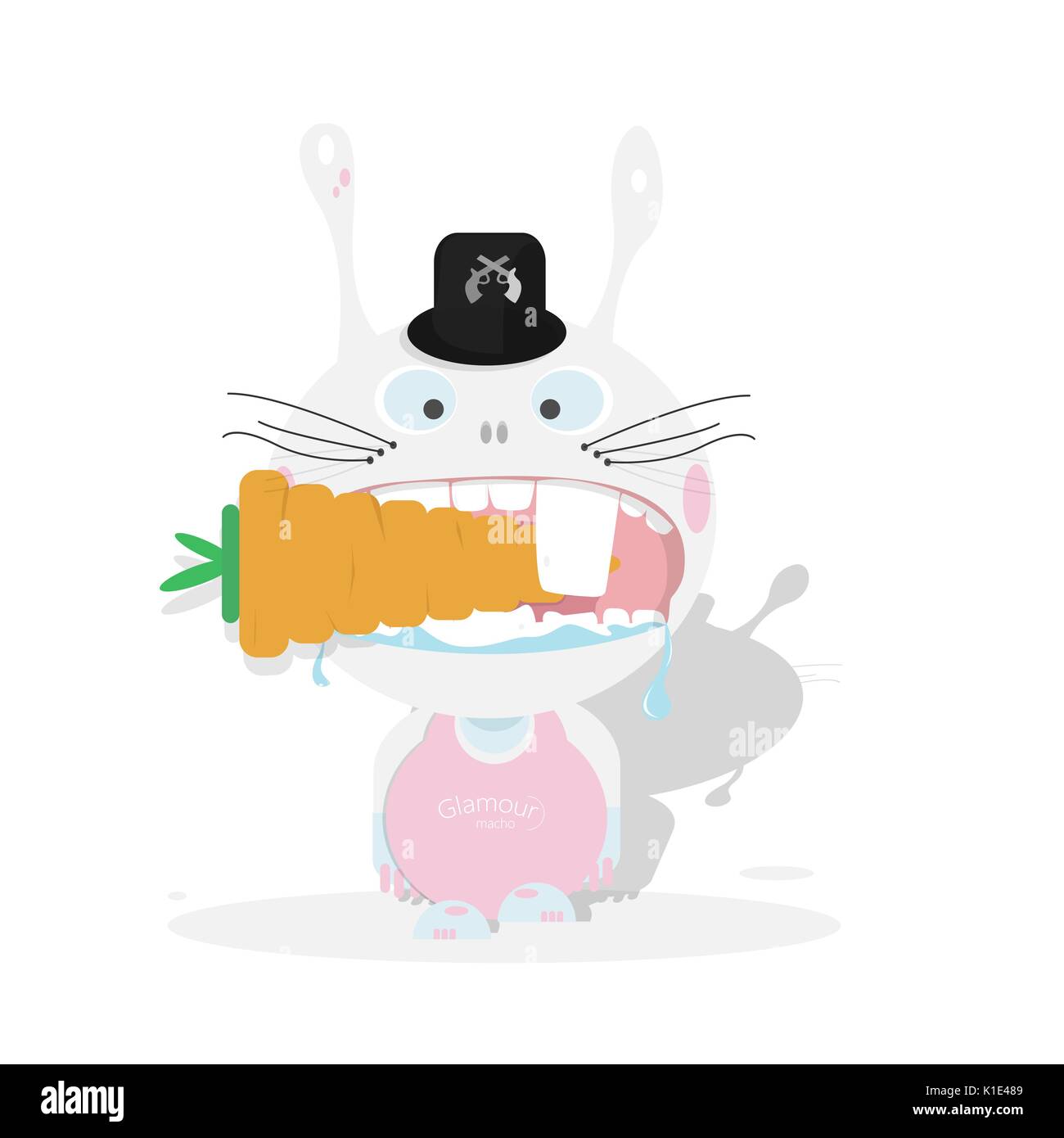Mad rabbit eating a carrot.Isolated vector Stock Vector