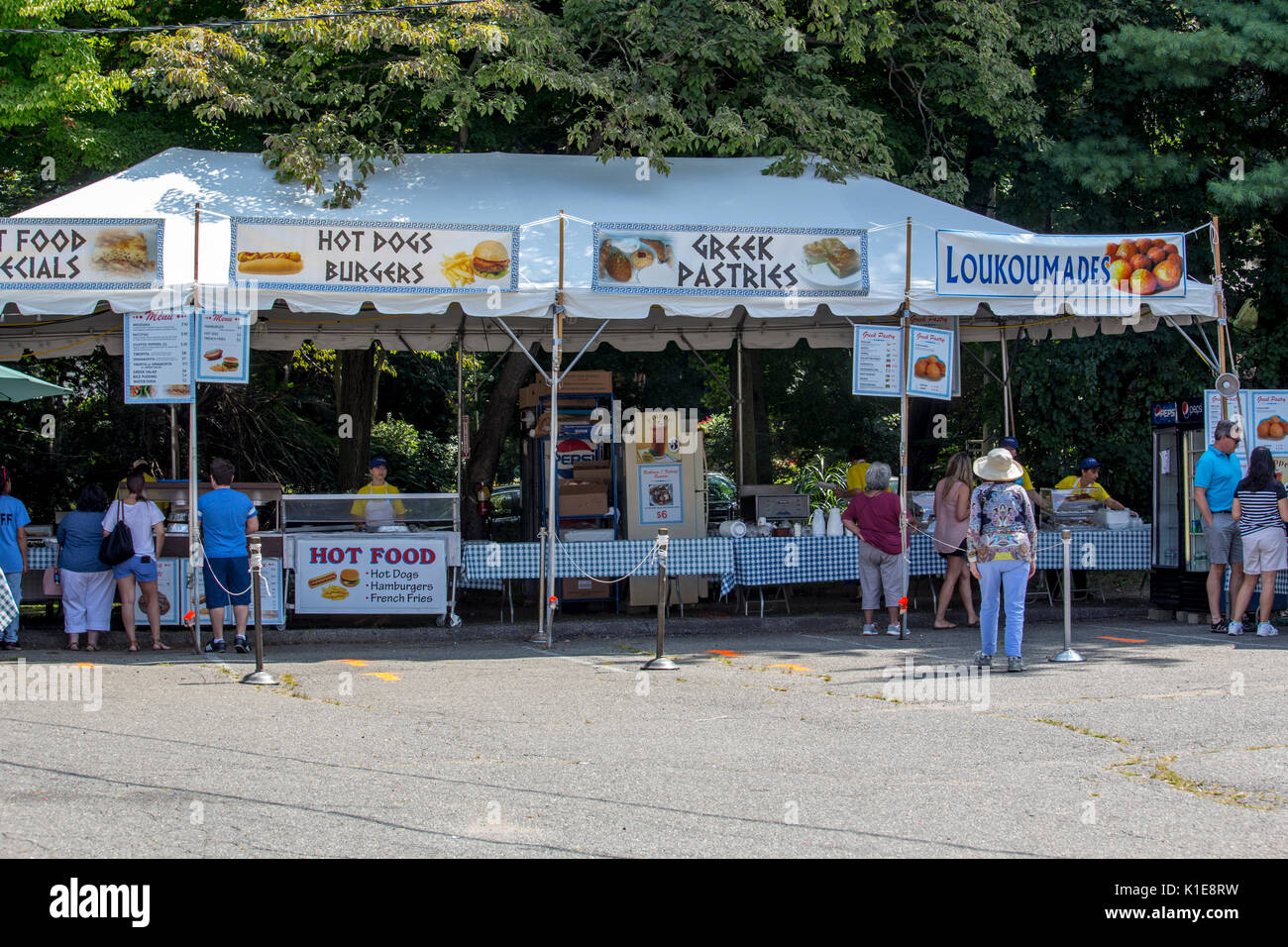 Norwalk, CT, USA. , . Traditional food and pastries are a must at every Greek festival. Gyros, Loukoumadies are one of the specialties. Credit: Craig Perry/Alamy Live News Stock Photo
