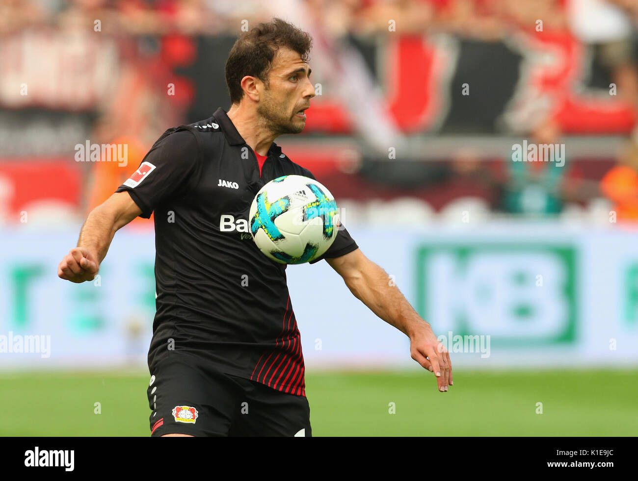 Leverkusen, Germany, August 26 2017, Bundesliga matchday 2, Bayer 04 Leverkusen - TSG Hoffenheim: Admir Mehmedi (B04) controls the ball.            Credit: Juergen Schwarz/Alamy Live News Stock Photo