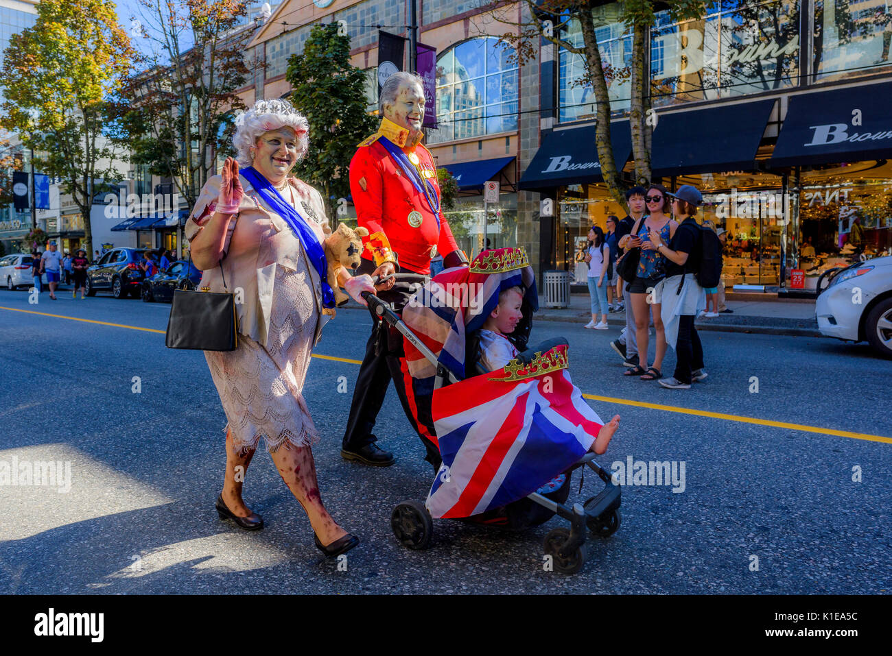 Zombie Royals, Royal zombies at Vancouver Zombiewalk, Downtown Vancouver, British Columbia, Canada. Stock Photo