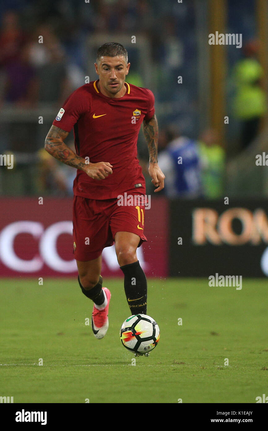 26.08.2017. Stadio Olimpico, Rome, Italy. Serie A football. As Roma  vs Inter. Kolarov in action during the match. Stock Photo