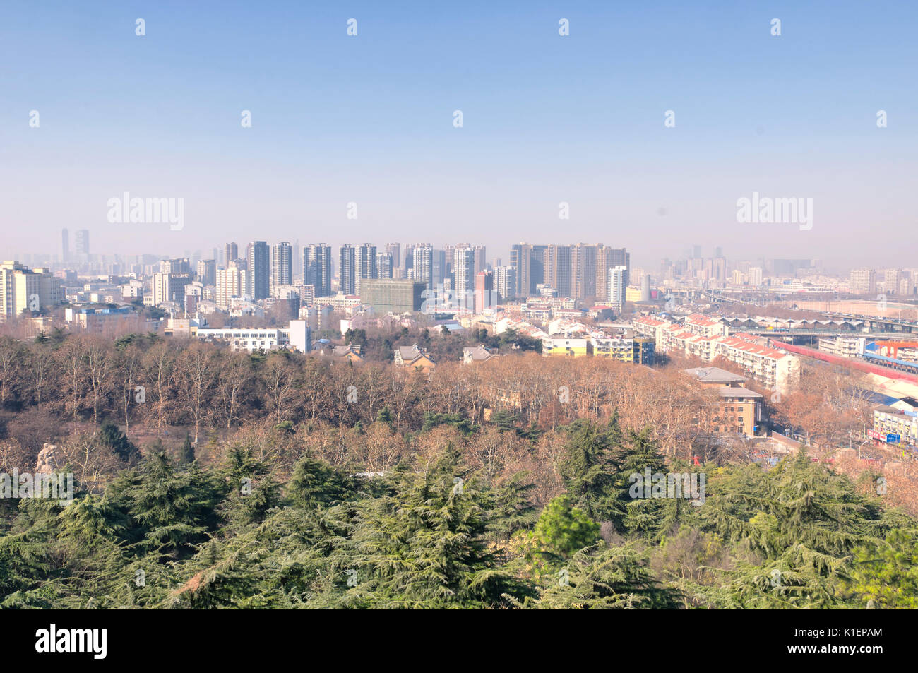 The city of Nanjing China seen from Yuhuatai Park in Jiangsu province. Stock Photo