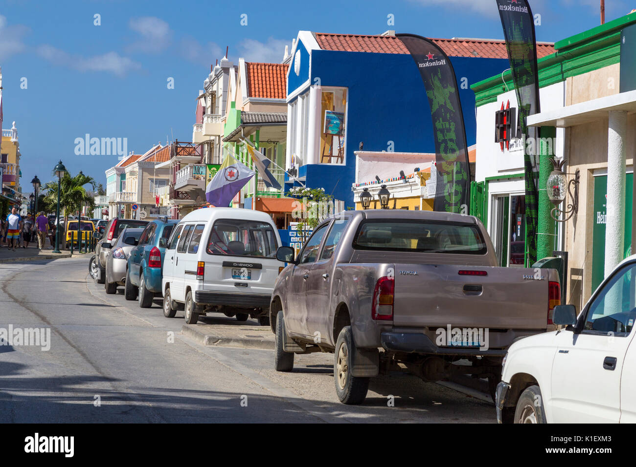 Kralendijk, Bonaire, Leeward Antilles.  Kaya Grandi Street Scene. Stock Photo
