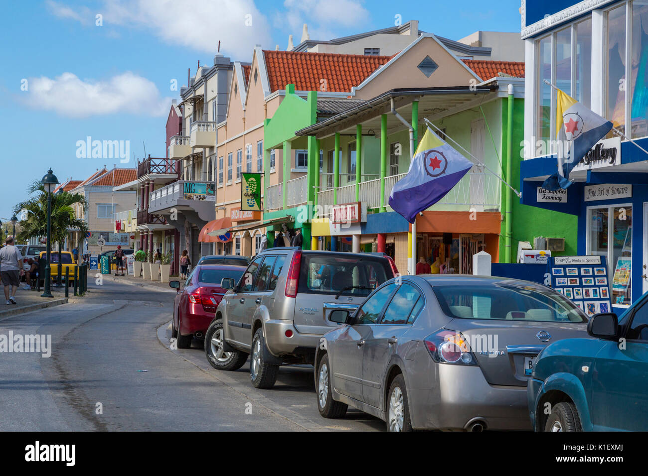Kralendijk, Bonaire, Leeward Antilles.  Kaya Grandi Street Scene. Stock Photo