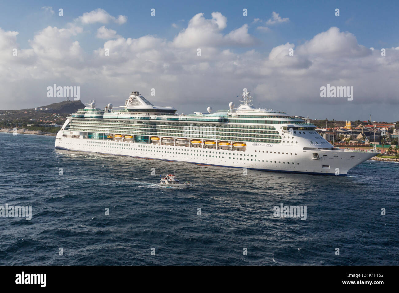 Willemstad, Curacao, Lesser Antilles.  Jewel of the Seas Cruise Liner. Stock Photo