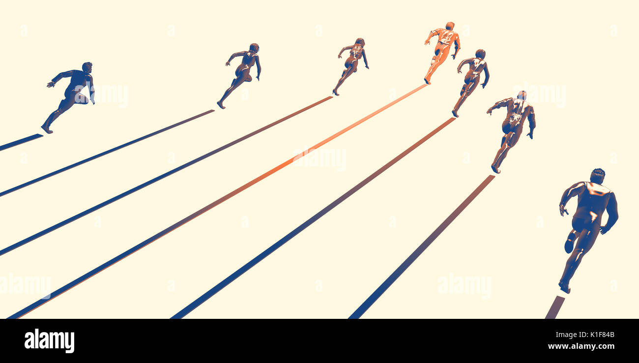 Competitive Race Examples Businessmen and Businesswomen Competing in Race Concept Art Stock Photo ...