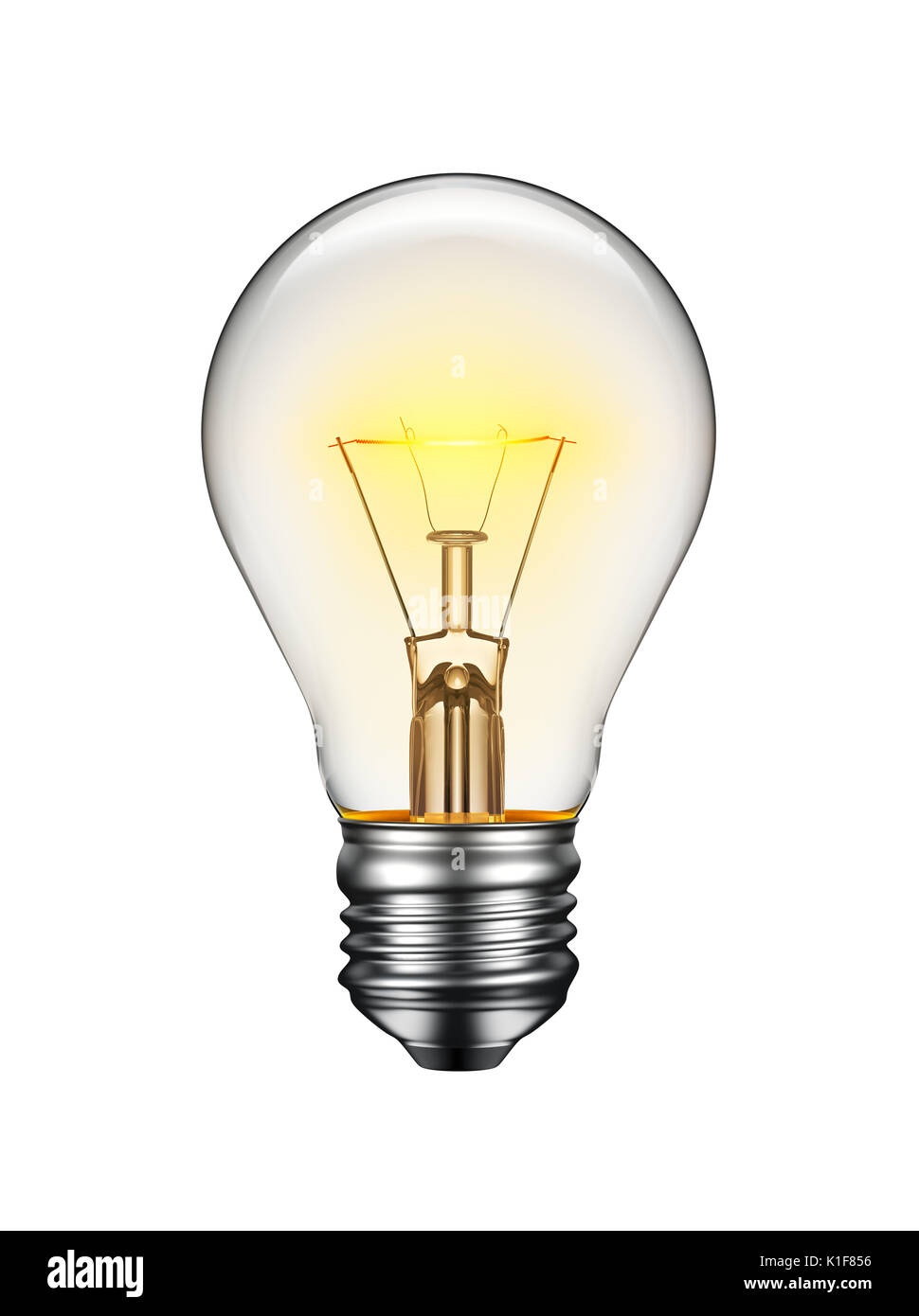 Glowing light bulb isolated on white background Stock Photo