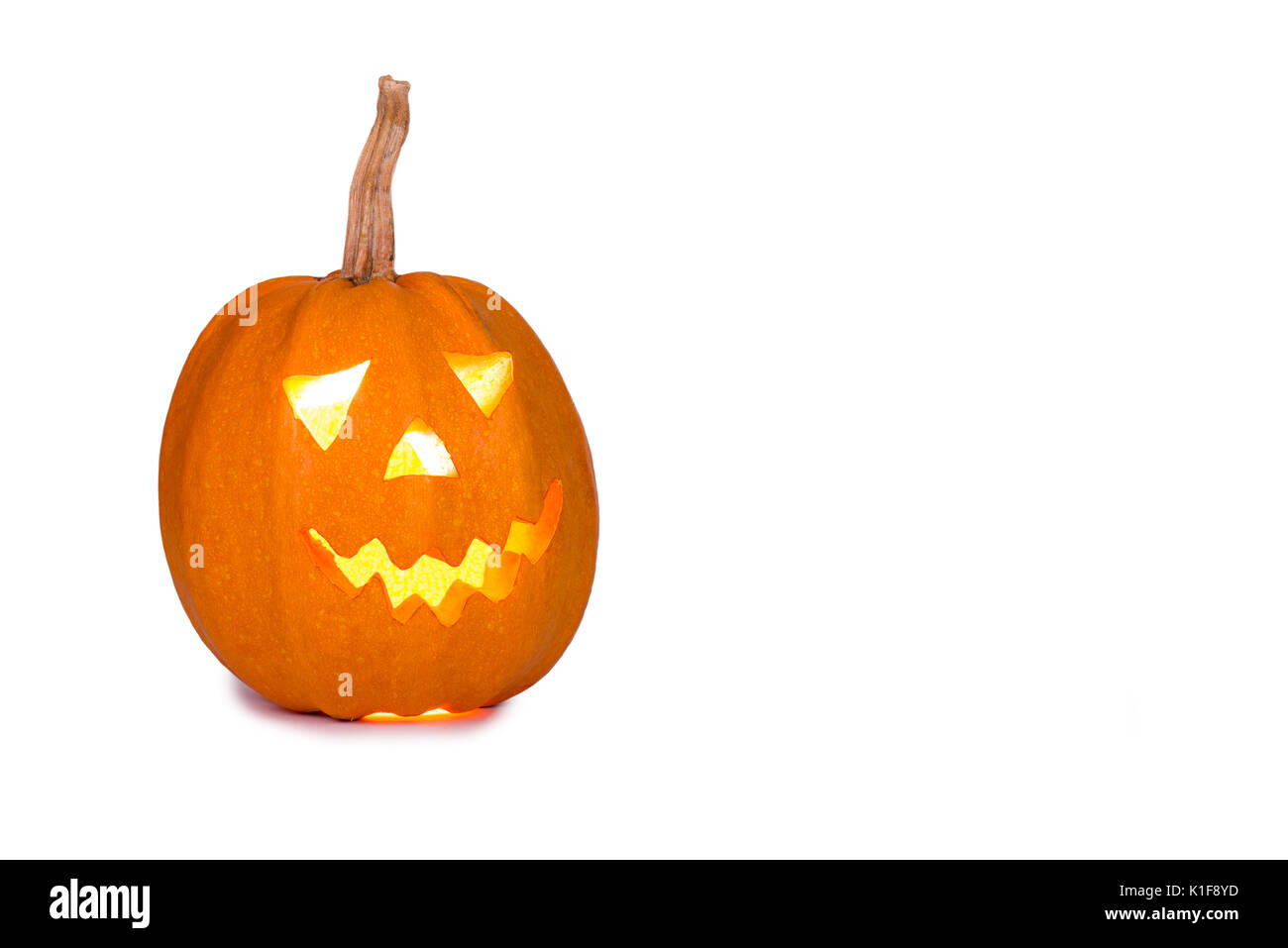 Halloween pumpkin, funny face isolated on white background Stock Photo ...