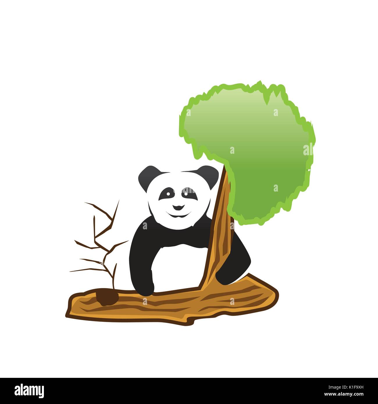 panda on tree illustration, character design, isolated on white background. Stock Vector