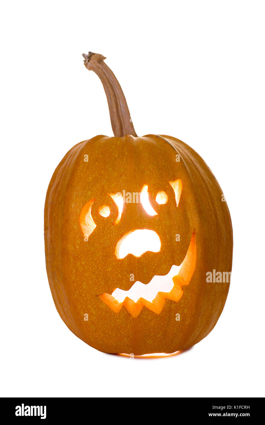 Halloween pumpkin, funny face isolated on white background Stock Photo ...