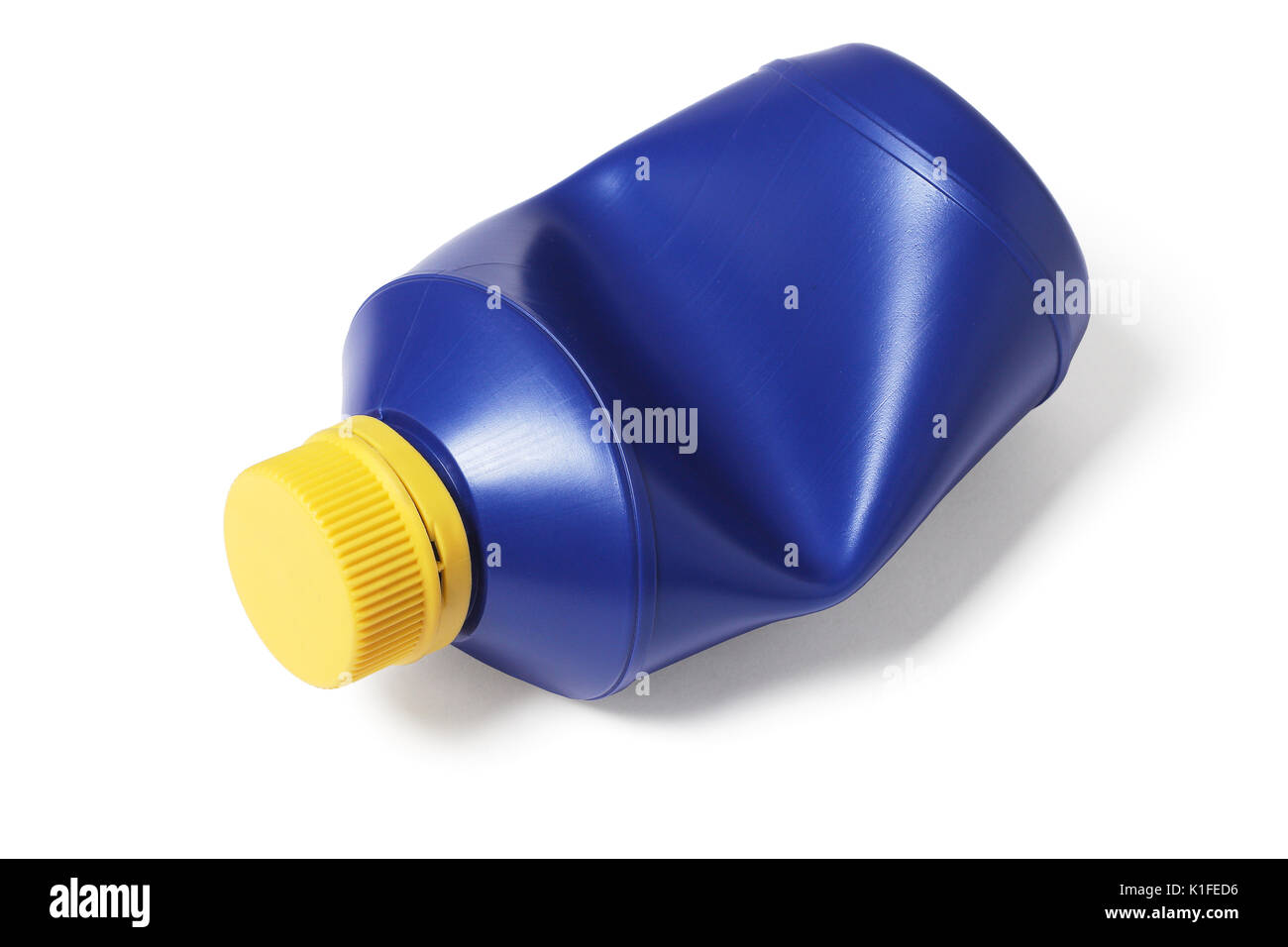 Empty Blue Plastic Container on White Background Stock Photo