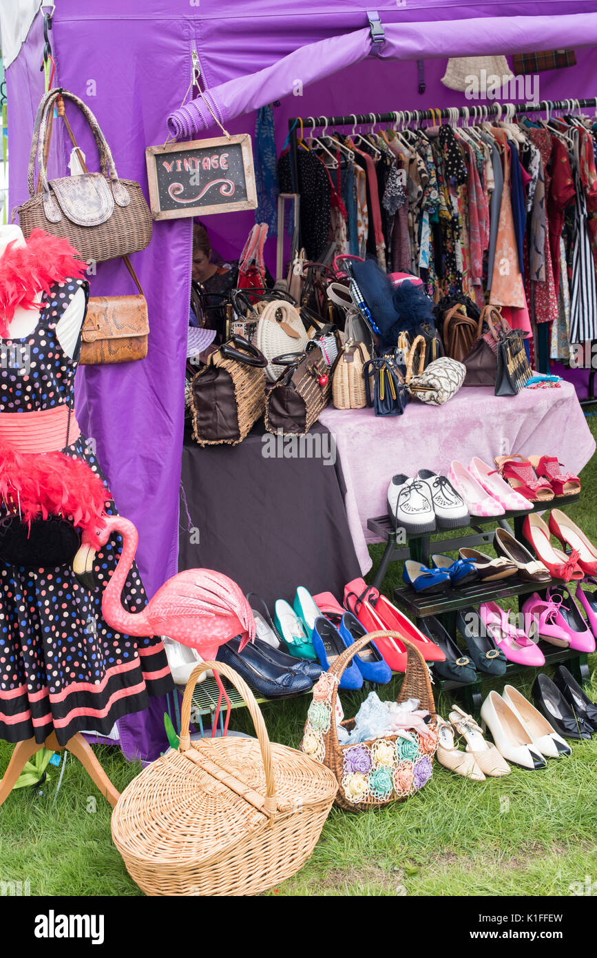 Vintage womens clothes and accessories market stall at a vintage Stock  Photo - Alamy
