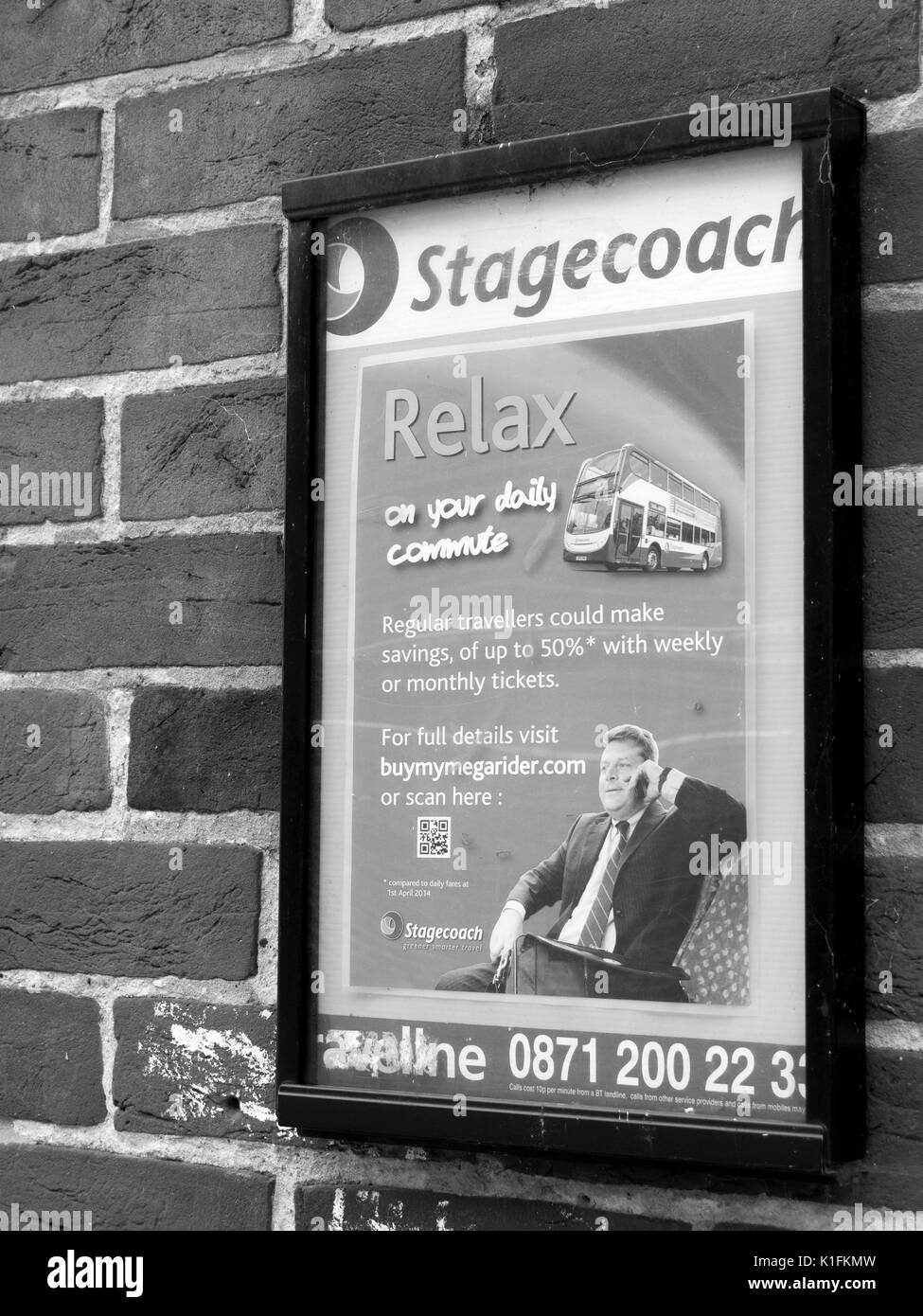 Stagecoach Group plc poster advertising bus and coach services, company founded in 1980 Stock Photo