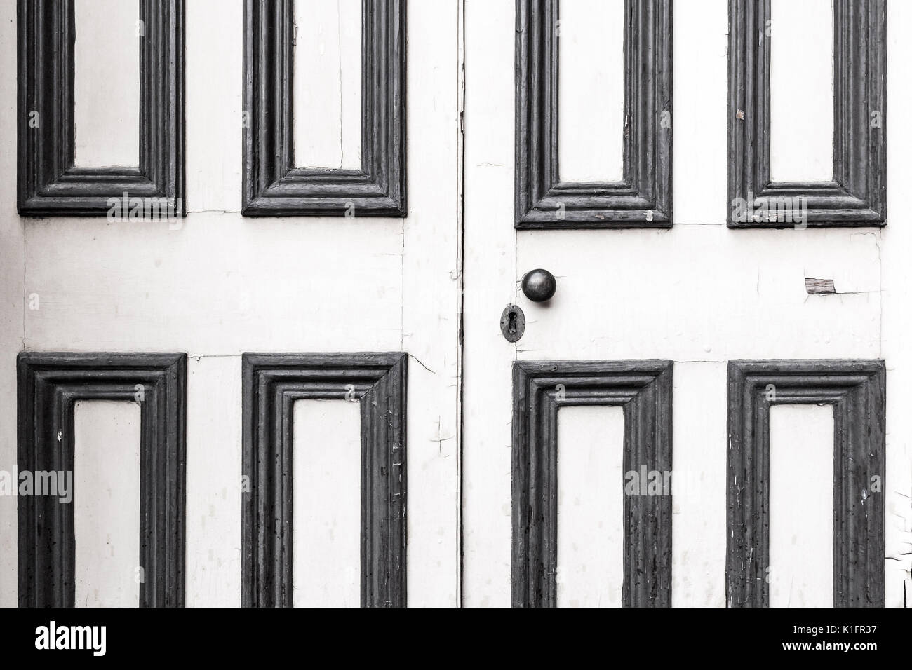 Rustic old vintage wooden door closeup in black and white Stock Photo ...