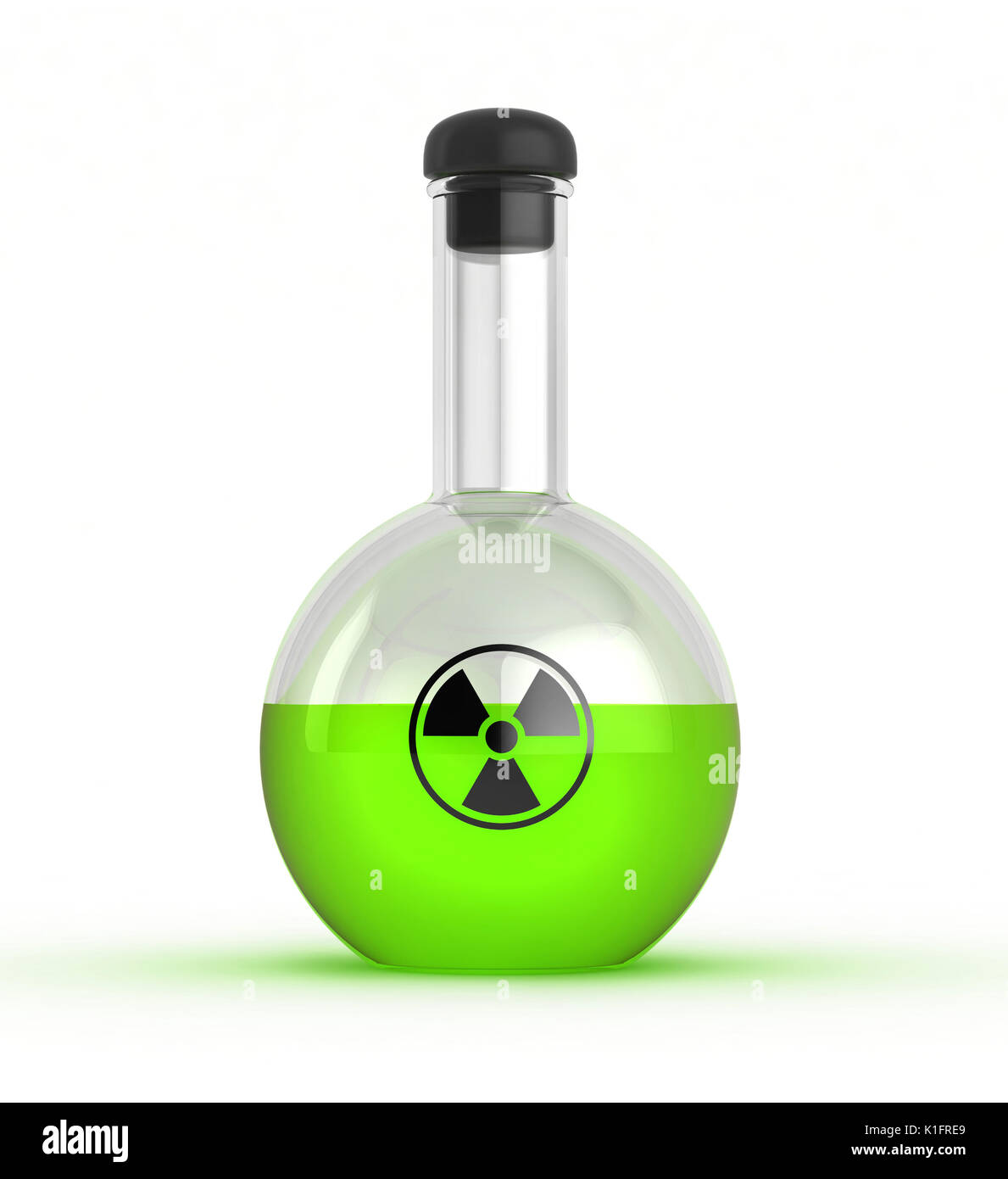 3d render of glass flask with radioactive liquid Stock Photo