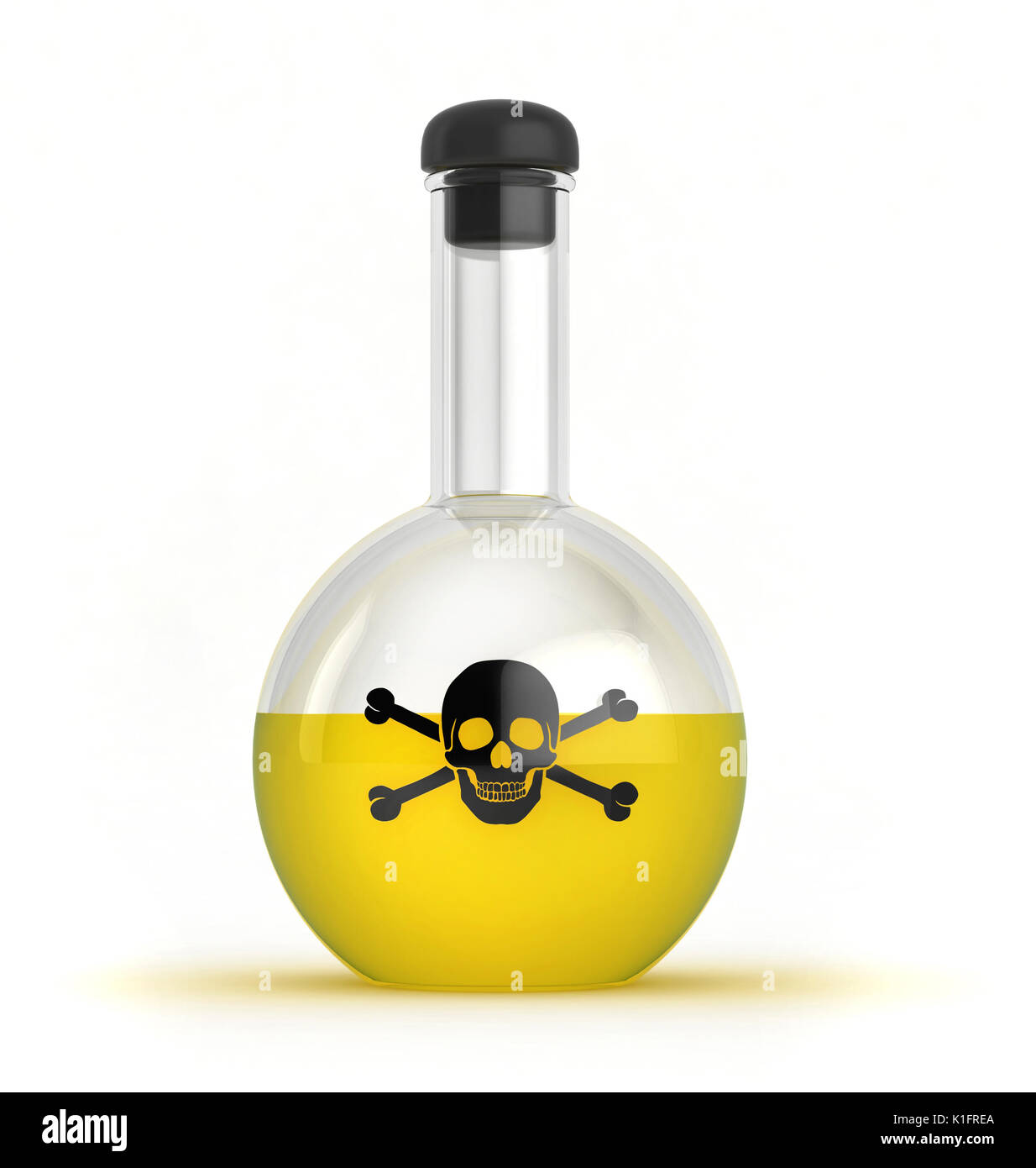 3d render of glass flask with poisonous liquid Stock Photo