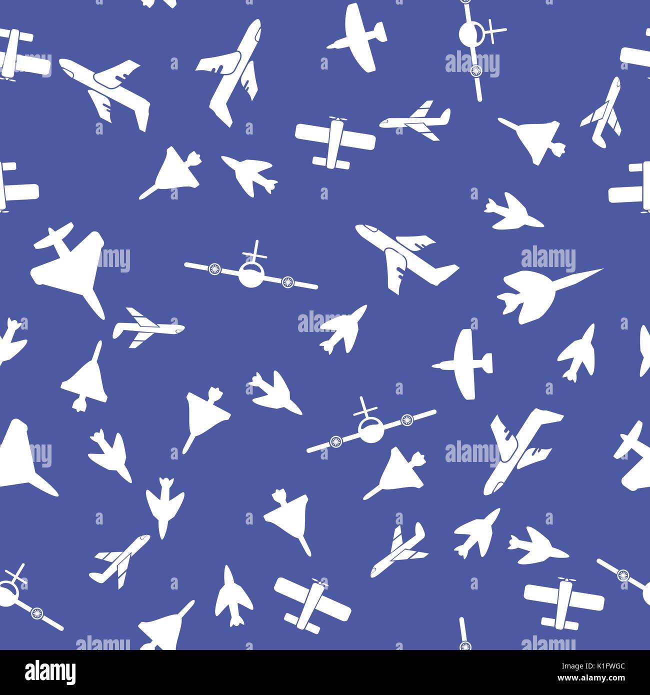 Airplane Silhouette Seamless Pattern Stock Vector