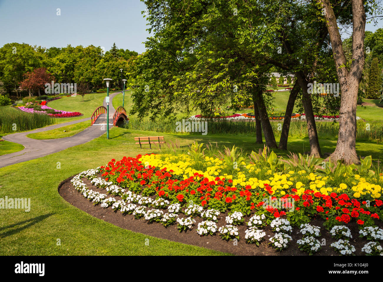 The flower gardens of Kildonan Park in Winnipeg, Manitoba, Canada Stock