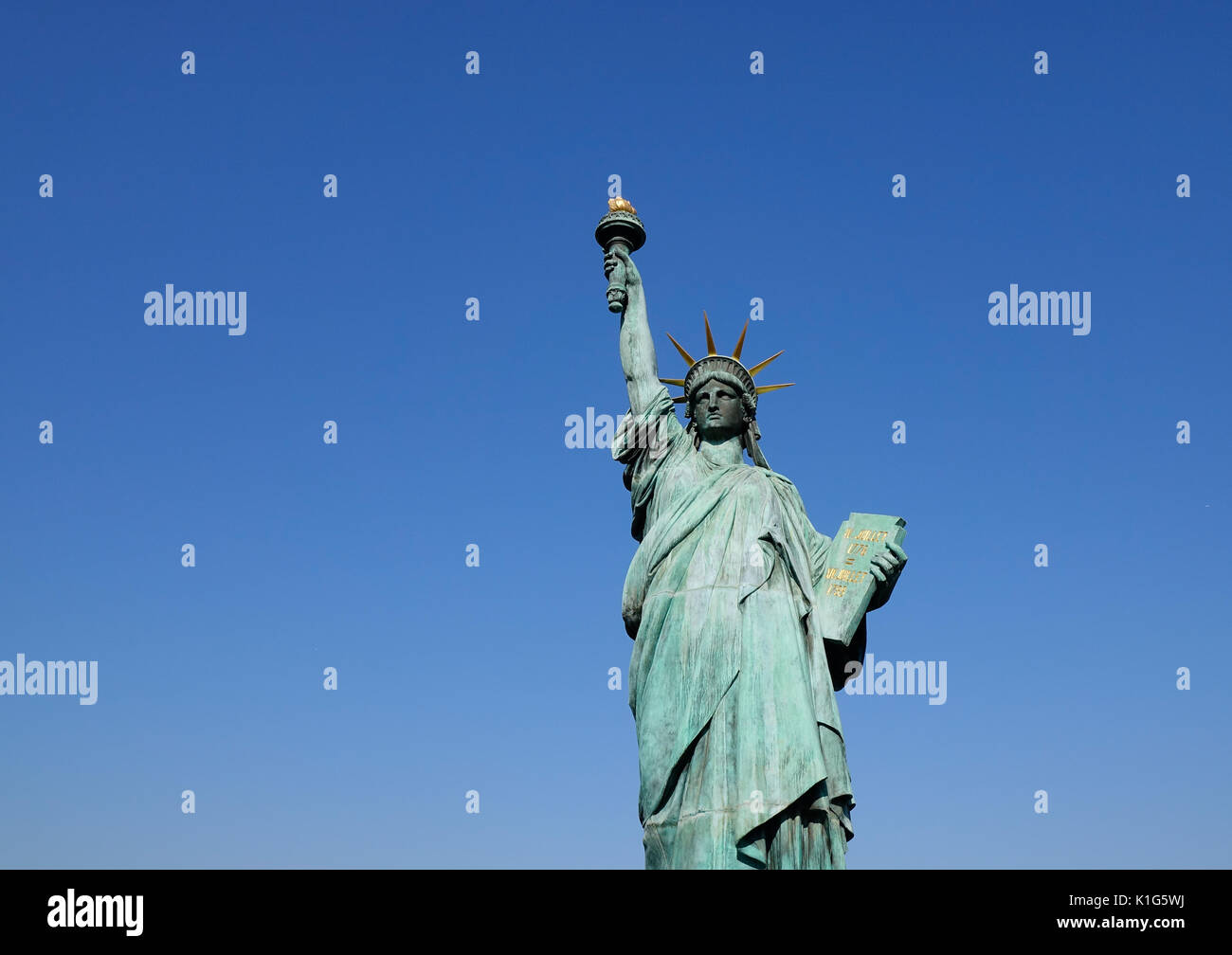 Replicas of the Statue of Liberty at Odaiba Park in Tokyo, Japan. It