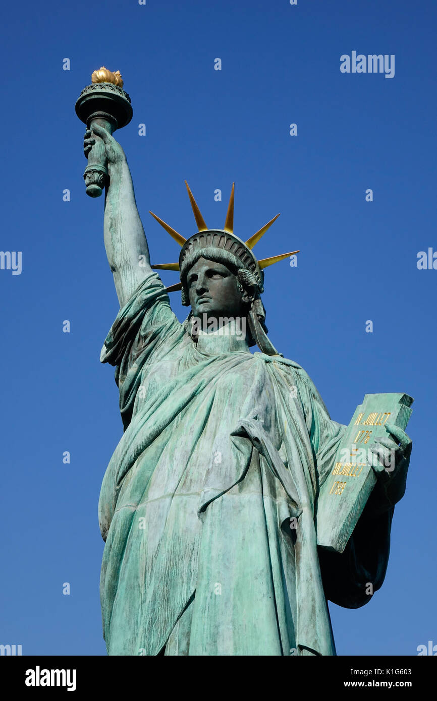 Replicas of the Statue of Liberty at Odaiba Park in Tokyo, Japan. It