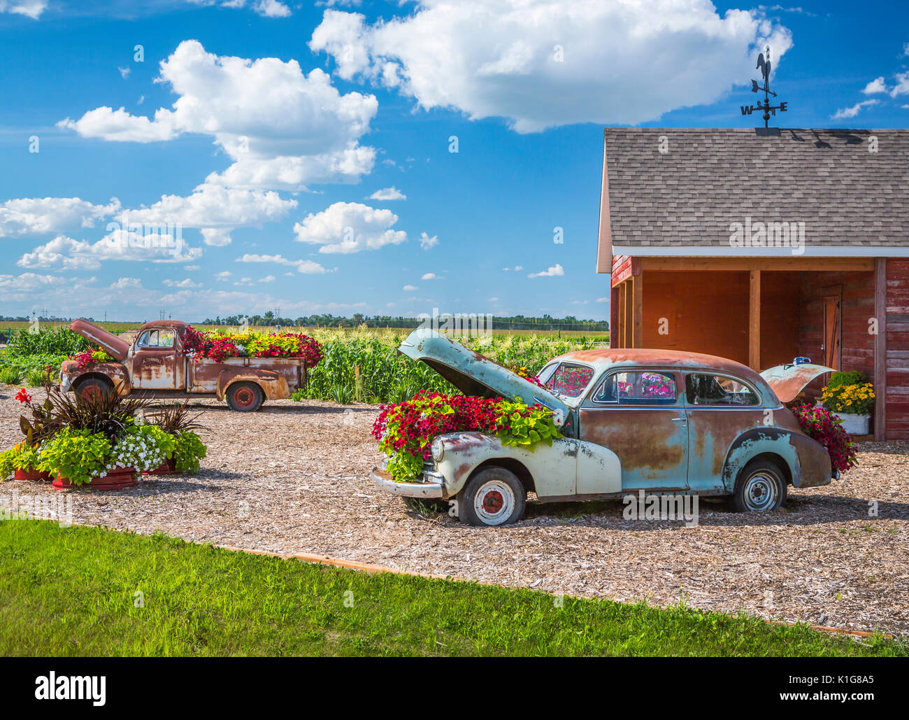 The Winkler Horticulture Society exhibit, Parkside Pioneer Patch at Winkler, Manitoba. Canada. Stock Photo