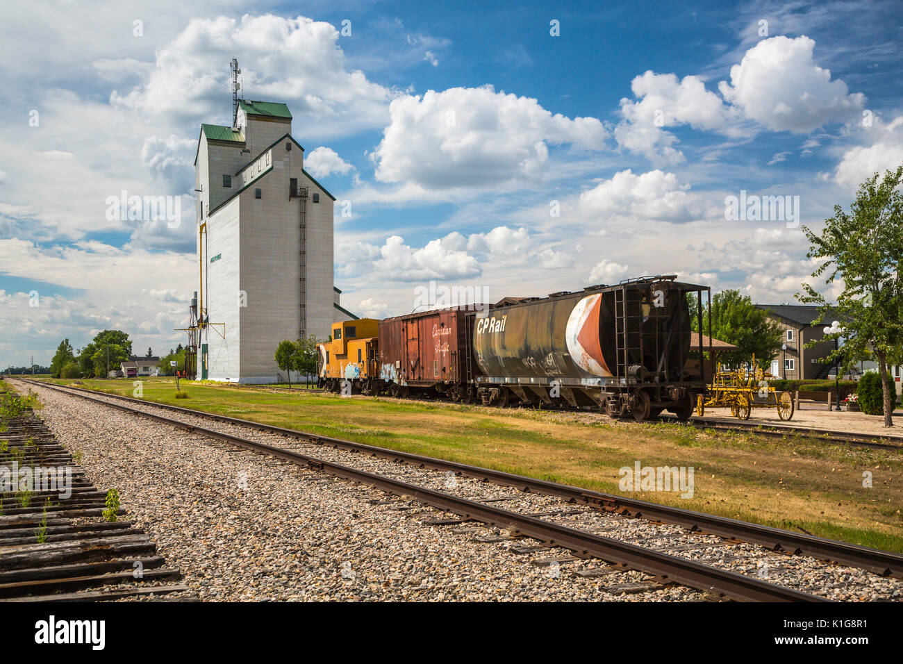 The historic grain elevator in Plum Coulee, Manitoba, Canada Stock