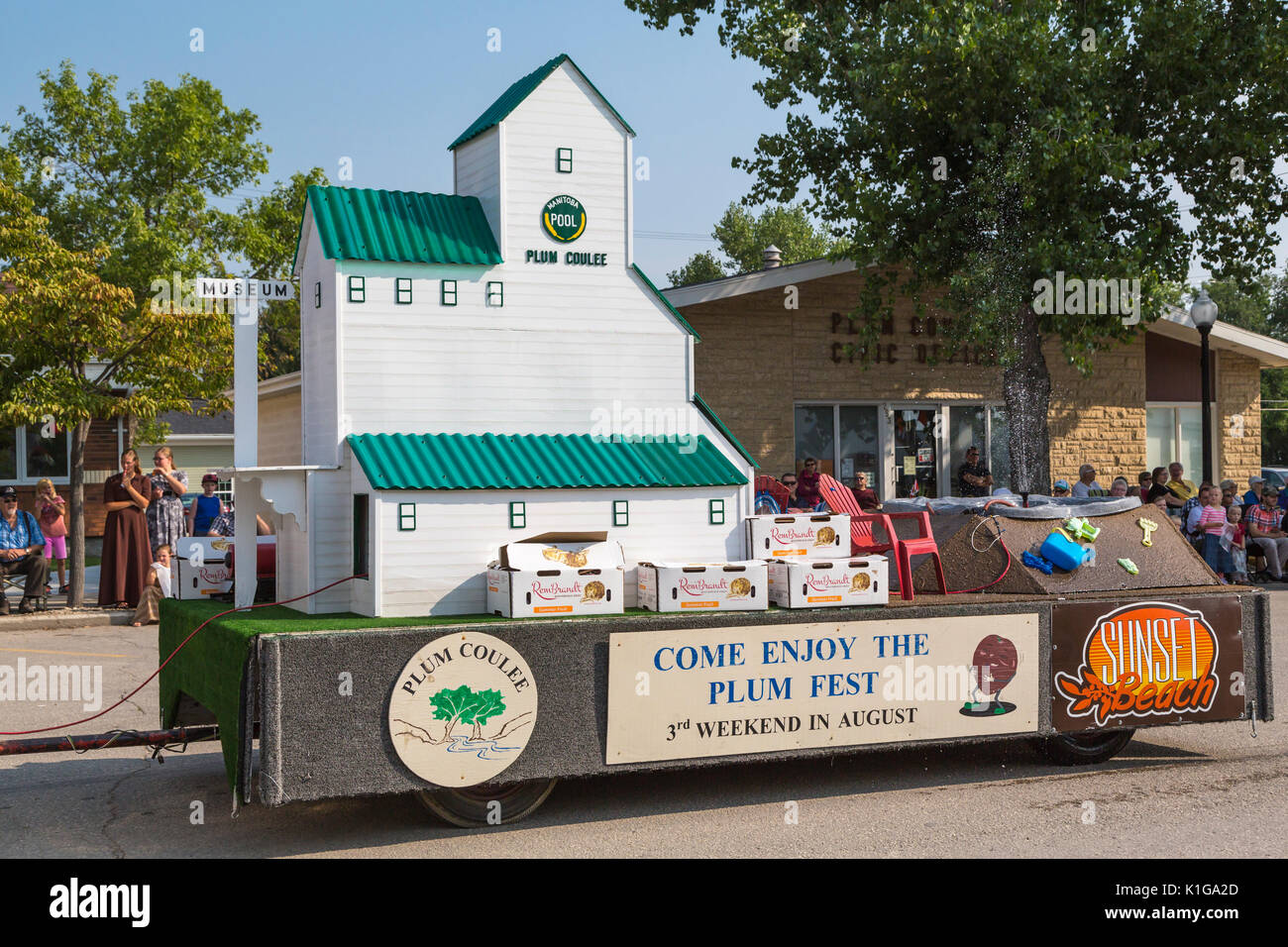 The 2017 Plum Fest street parade in Plum Coulee, Manitoba, Canada. Stock Photo