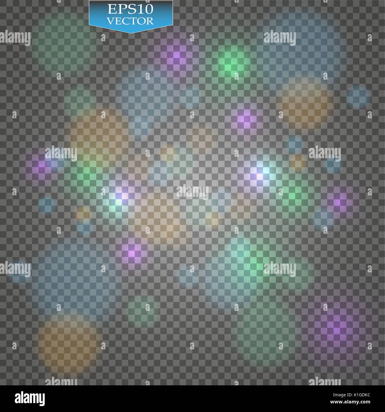 Snowflakes frame, snowfall Lights on transparent background. Falling Christmas Shining transparent beautiful snow. Vector illustration. Stock Vector