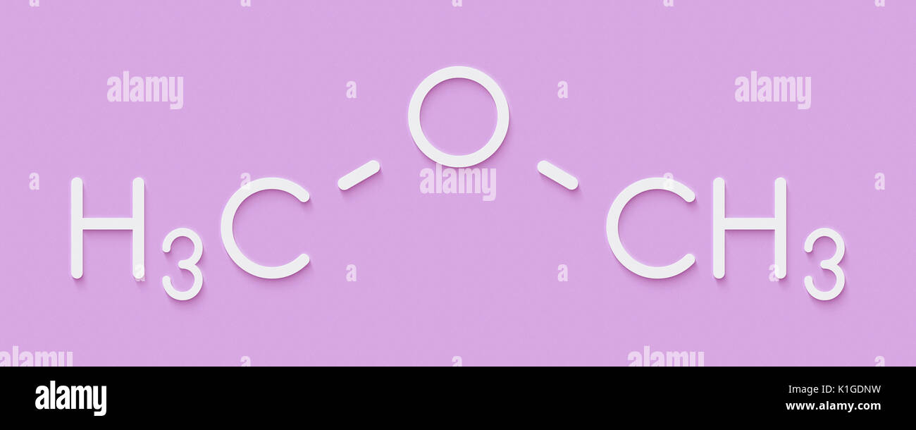 Dimethyl ether (methoxymethane, DME) molecule. Skeletal formula Stock