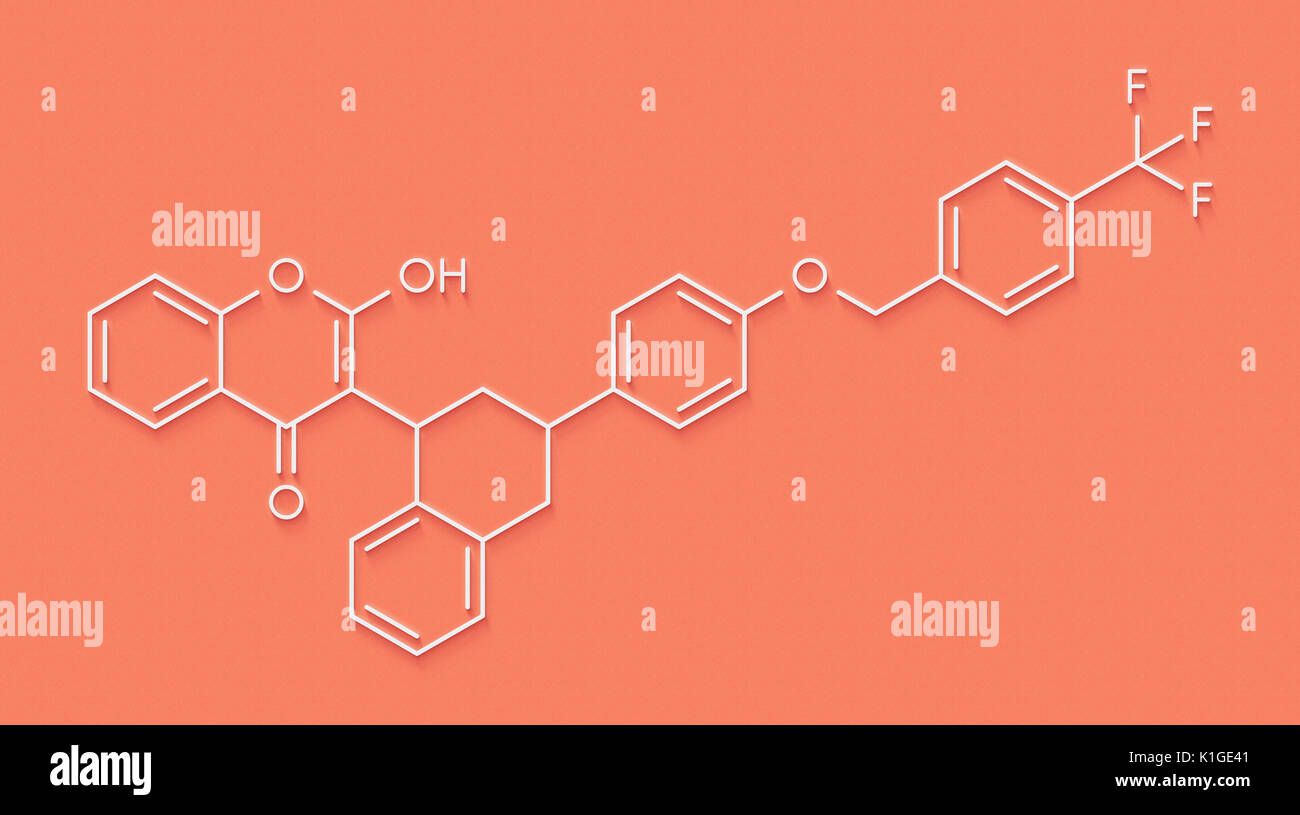 Flocoumafen rodenticide molecule (vitamin K antagonist). Skeletal