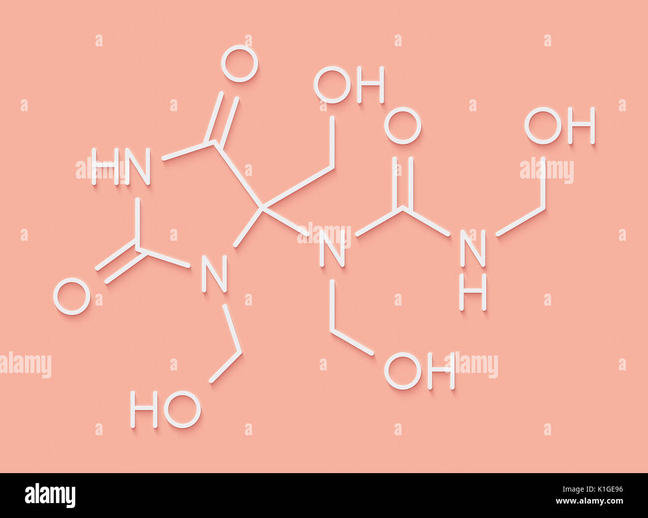 Diazolidinyl urea antimicrobial preservative molecule (formaldehyde
