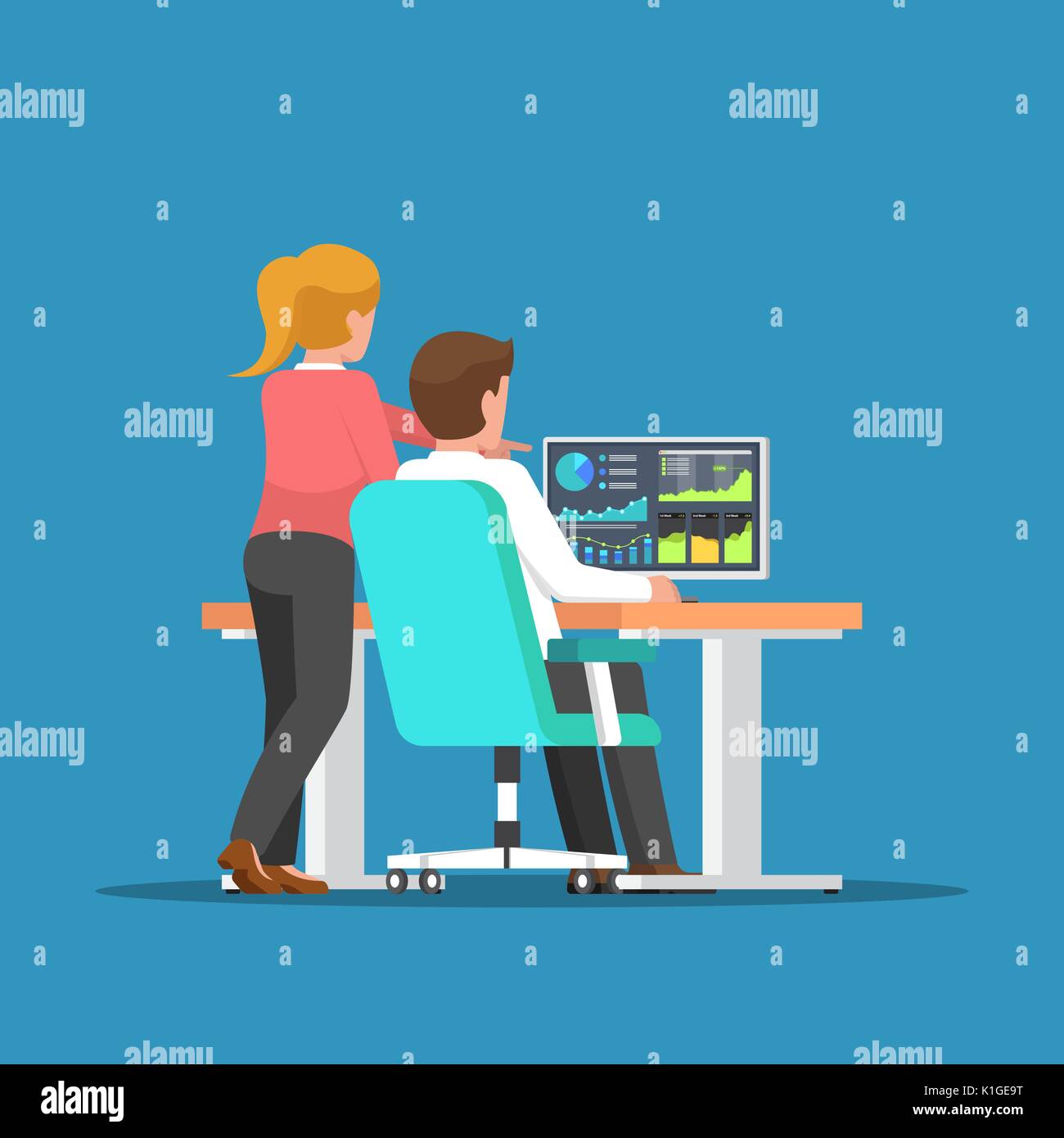 Businessman looking graphics on computer hi-res stock photography and ...