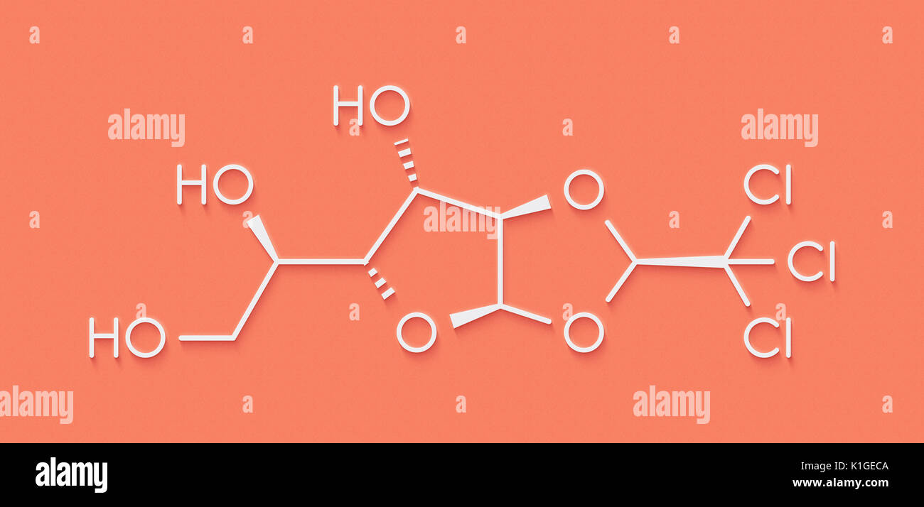 Chloralose rodenticide molecule. Skeletal formula. Stock Photo