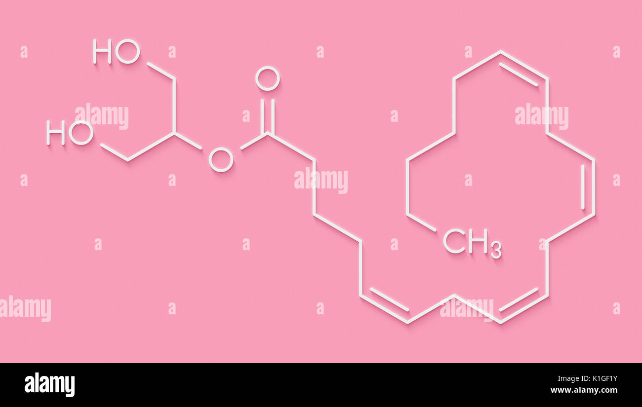2-Arachidonoylglycerol (2-AG) endocannabinoid neurotransmitter molecule ...