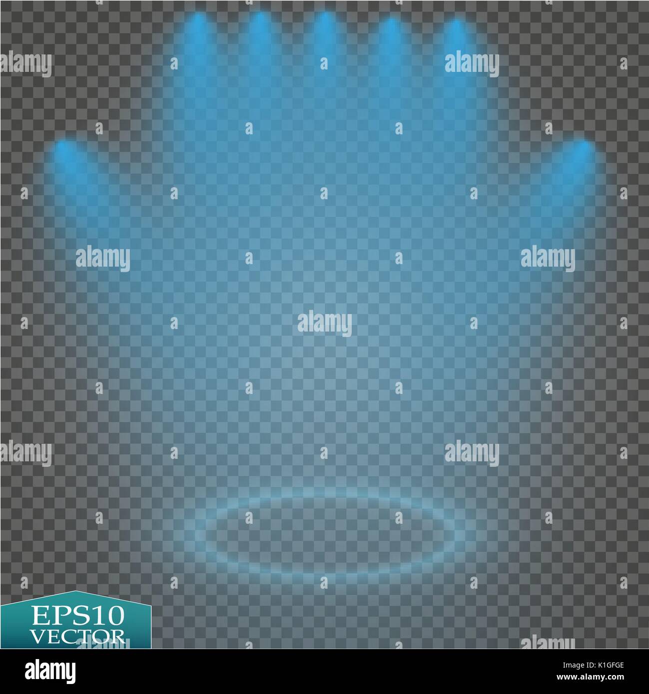 Special light effects. Realistic vector bright projectors for scene