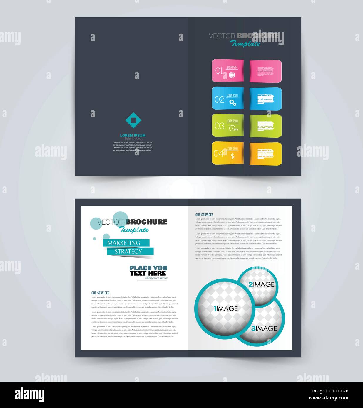Abstract flyer design background. Brochure template. Can be used for magazine cover, business mockup, education, presentation, report. Stock Vector