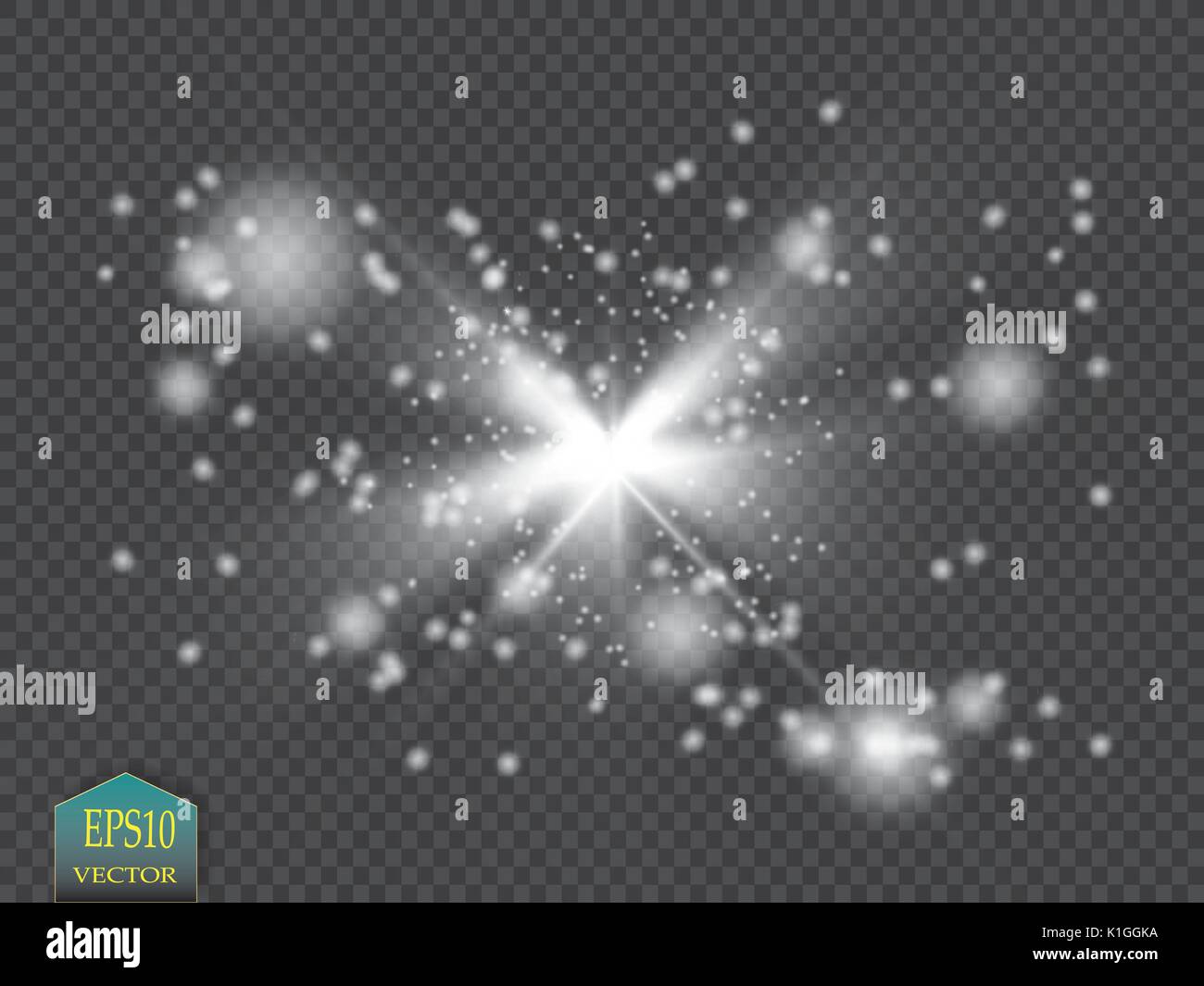 Glow light effect. Starburst with sparkles on transparent background ...