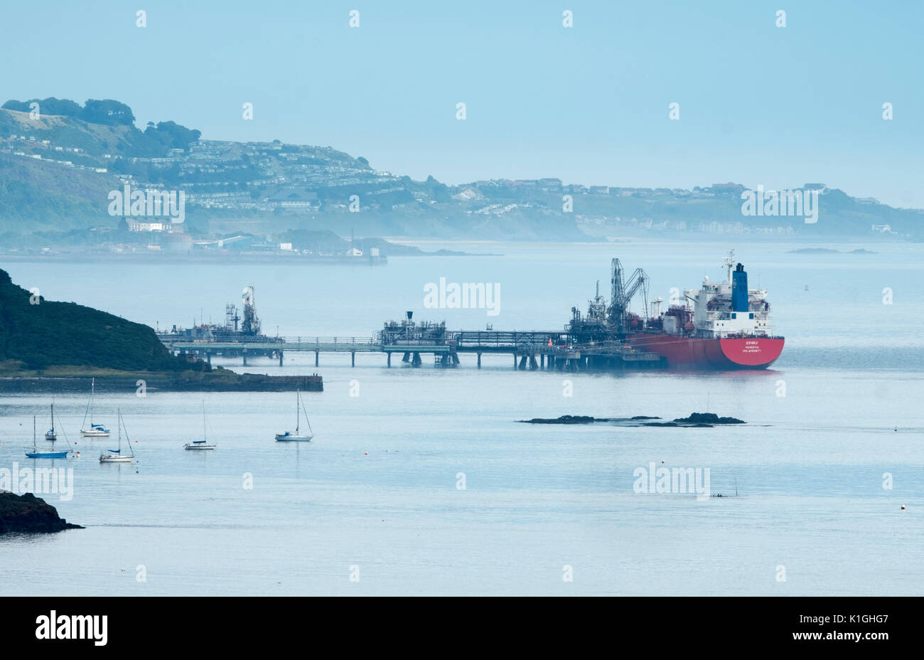 The Liberian registered LPG tanker Essex moored at Braefoot Bay Marine Terminal, Firth of Forth, Scotland. Stock Photo