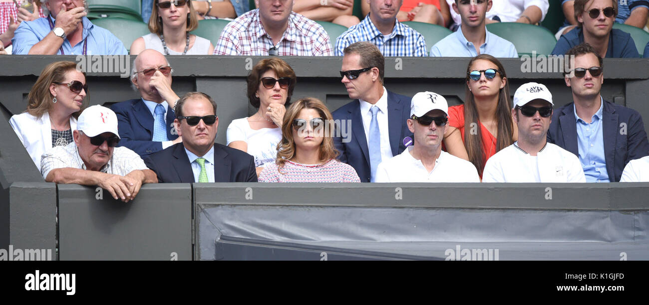 Photo Must Be Credited ©Alpha Press 079965 04/07/2017 Robert Federer Mirka Federer  Lynette Federer during Day Two Of The Wimbledon Tennis Championships 2017 London Stock Photo
