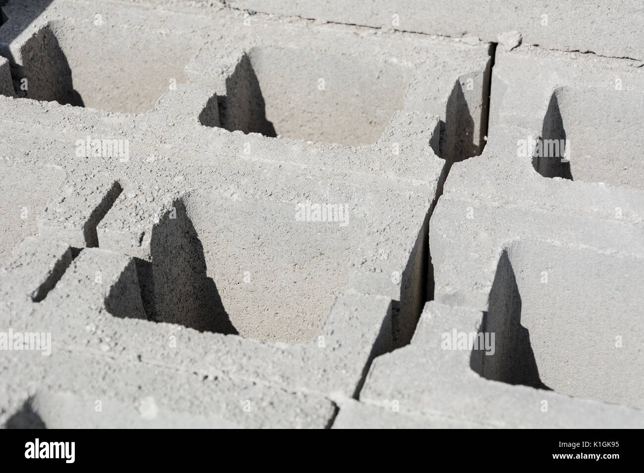 Concrete blocks top view close-up Stock Photo