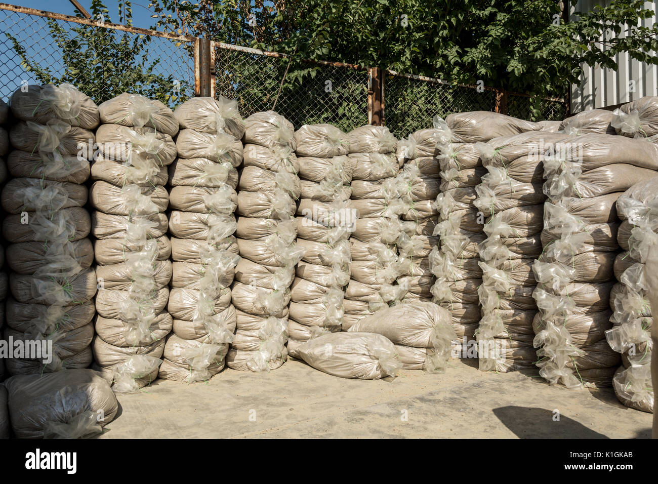 Packed sand in plastic bags Stock Photo Alamy