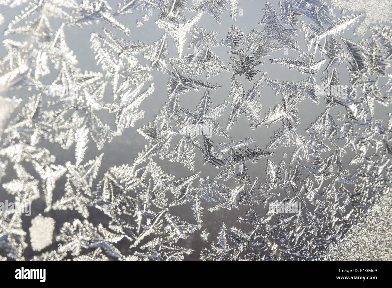 beautiful frosty pattern on glass winter window Stock Photo - Alamy