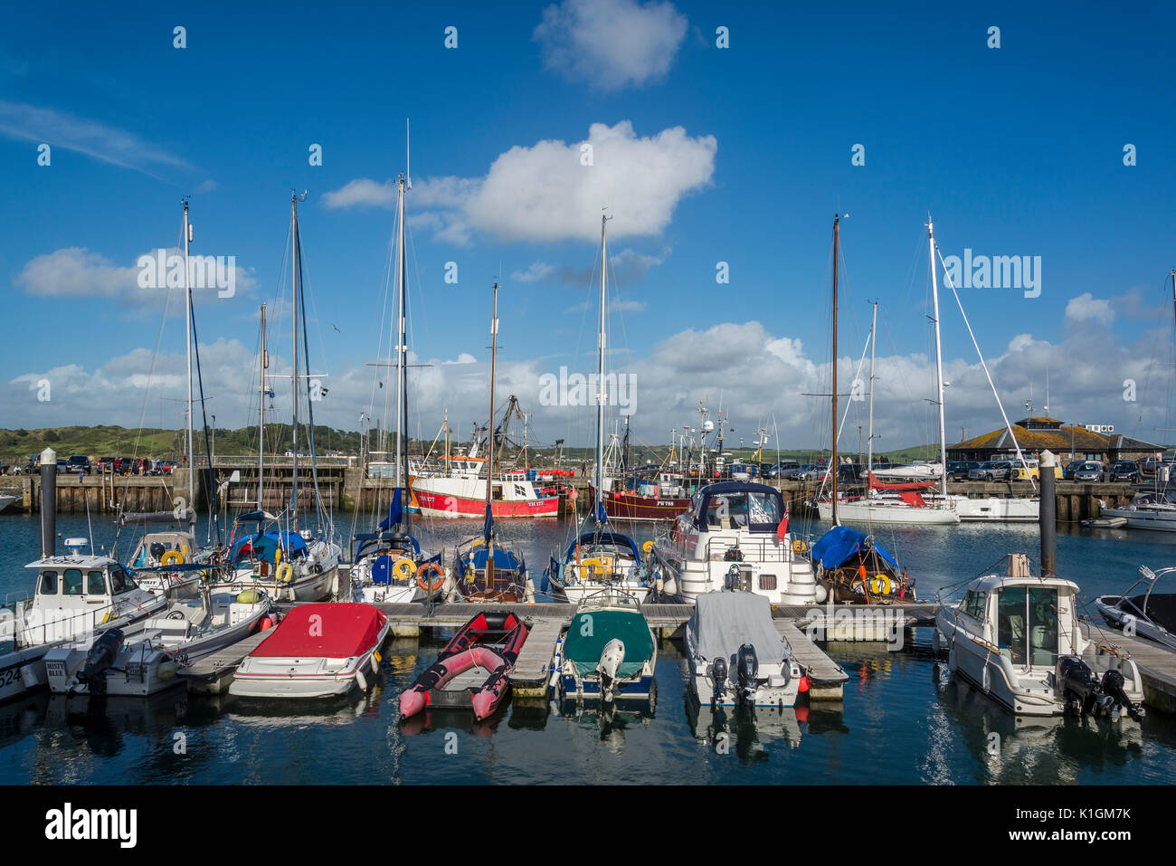 Colourful Padstow harbour, Padstow, a town and fishing port on the